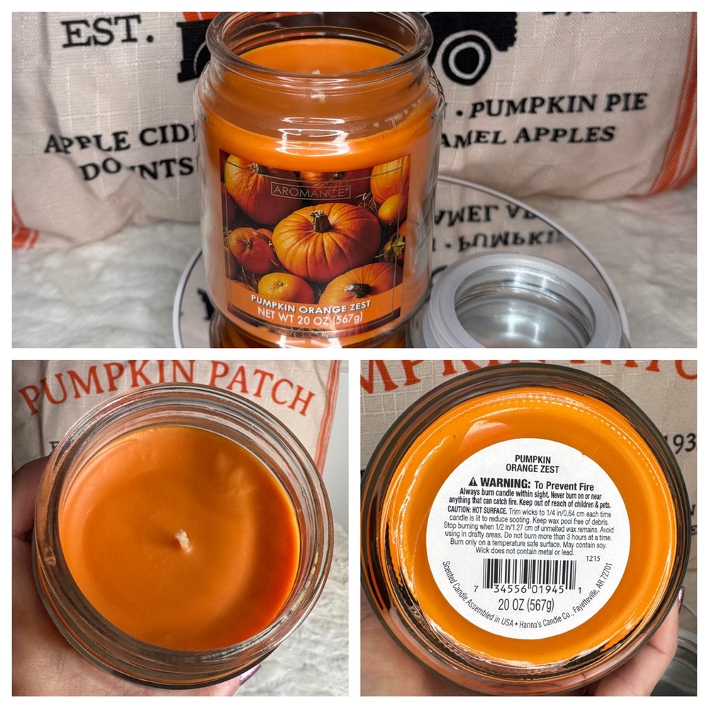 Pumpkin Orange Zest Scented Bubbble Lid Jar Candle, Aromance 20oz